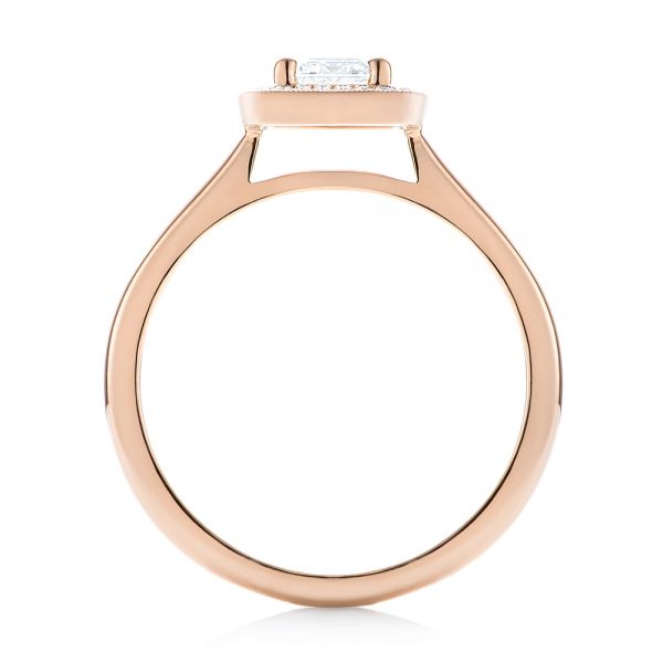 14k Rose Gold Custom Diamond Halo Engagement Ring - Front View - 103914