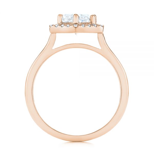 14k Rose Gold 14k Rose Gold Custom Diamond Halo Engagement Ring - Front View -  103992