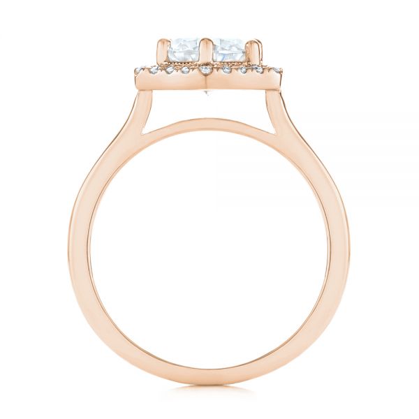 14k Rose Gold 14k Rose Gold Custom Diamond Halo Engagement Ring - Front View - 103992