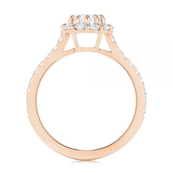 14k Rose Gold 14k Rose Gold Custom Diamond Halo Engagement Ring - Front View - 104064