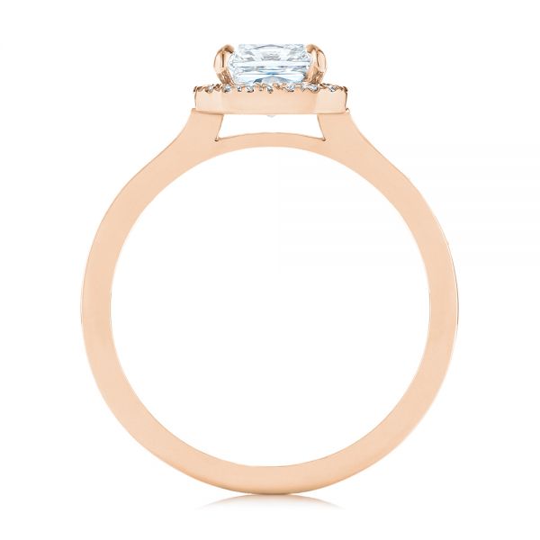 14k Rose Gold 14k Rose Gold Custom Diamond Halo Engagement Ring - Front View - 104070