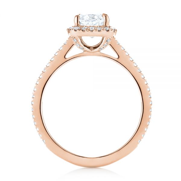 14k Rose Gold 14k Rose Gold Custom Diamond Halo Engagement Ring - Front View - 104686