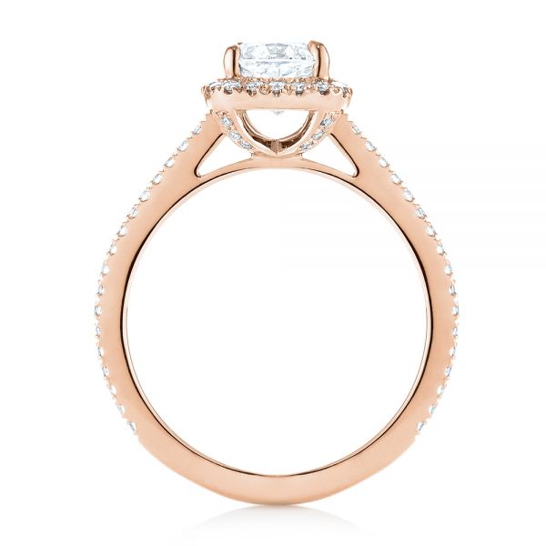 14k Rose Gold 14k Rose Gold Custom Diamond Halo Engagement Ring - Front View -  104686