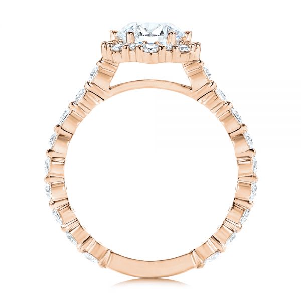 18k Rose Gold 18k Rose Gold Custom Diamond Halo Engagement Ring - Front View -  106108