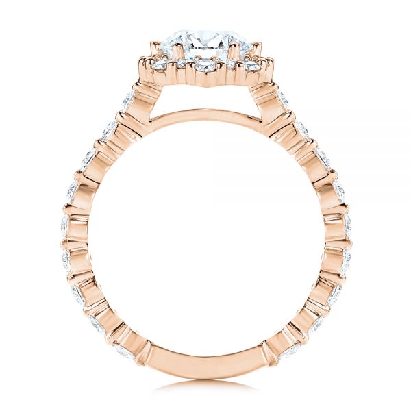 18k Rose Gold 18k Rose Gold Custom Diamond Halo Engagement Ring - Front View - 106108