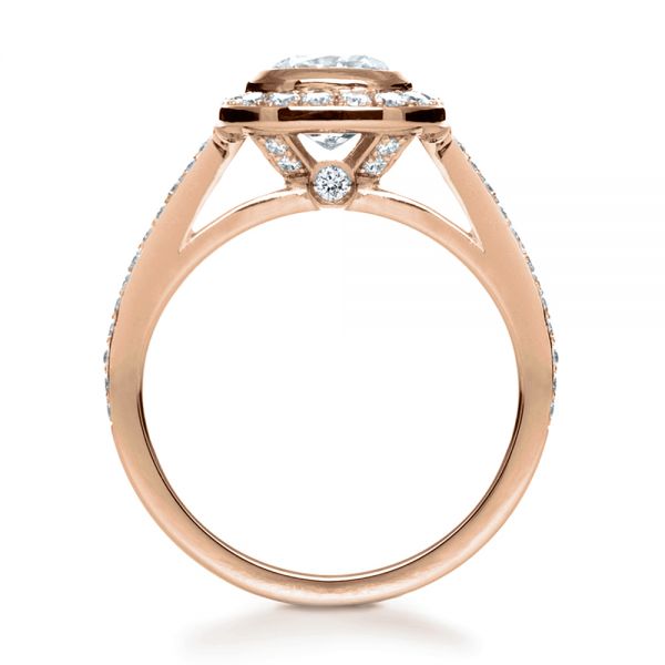 14k Rose Gold 14k Rose Gold Custom Diamond Halo Engagement Ring - Front View -  1116