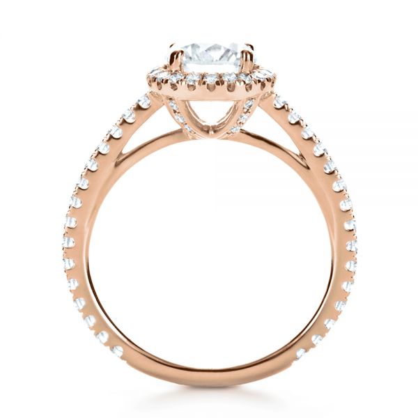 14k Rose Gold 14k Rose Gold Custom Diamond Halo Engagement Ring - Front View - 1123