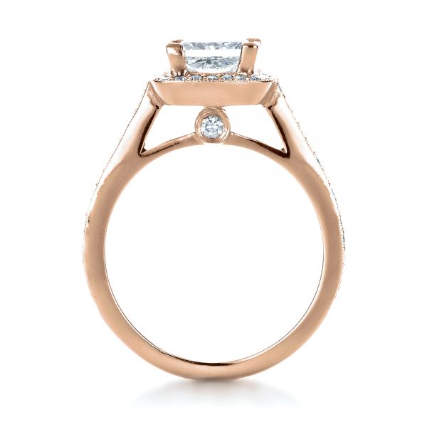 14k Rose Gold 14k Rose Gold Custom Diamond Halo Engagement Ring - Front View - 1435