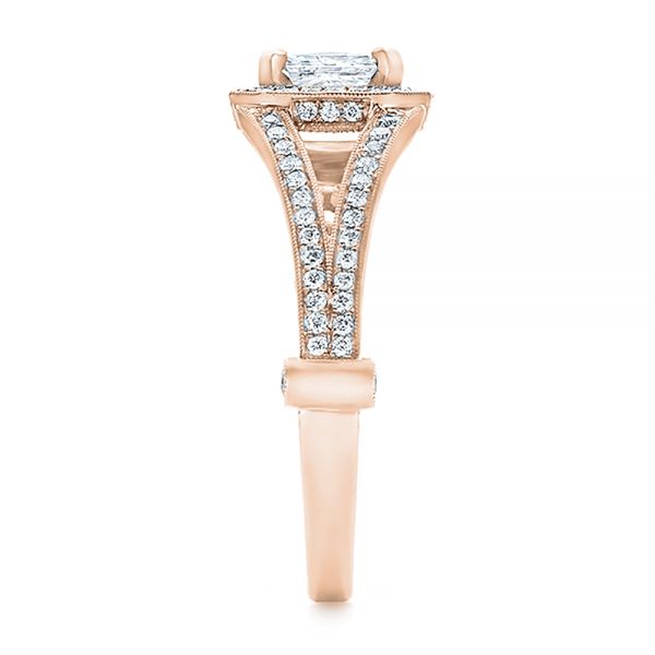 14k Rose Gold 14k Rose Gold Custom Diamond Halo Engagement Ring - Side View - 100651