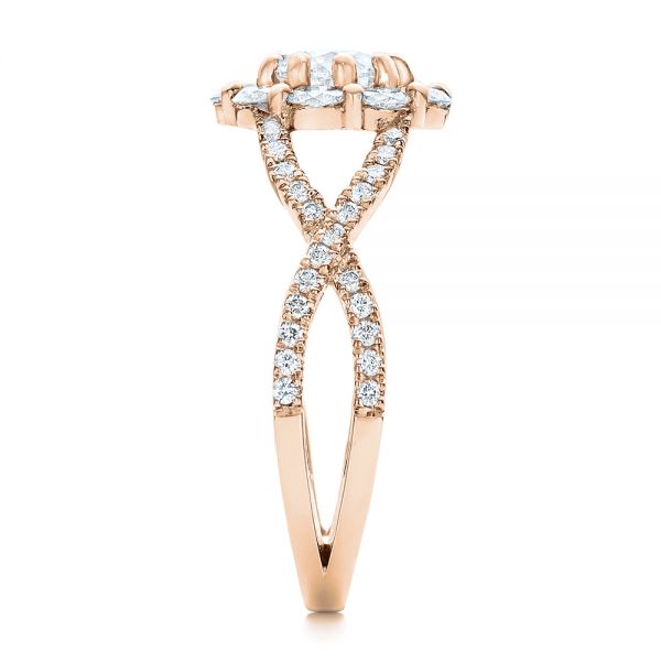 14k Rose Gold 14k Rose Gold Custom Diamond Halo Engagement Ring - Side View - 100874