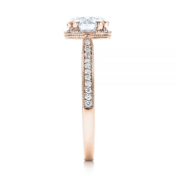 14k Rose Gold 14k Rose Gold Custom Diamond Halo Engagement Ring - Side View -  101183
