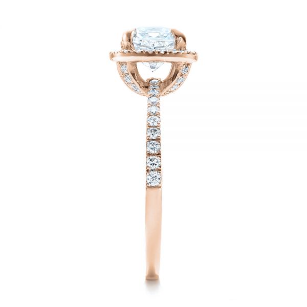 18k Rose Gold 18k Rose Gold Custom Diamond Halo Engagement Ring - Side View -  101224