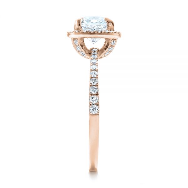 14k Rose Gold 14k Rose Gold Custom Diamond Halo Engagement Ring - Side View - 101224