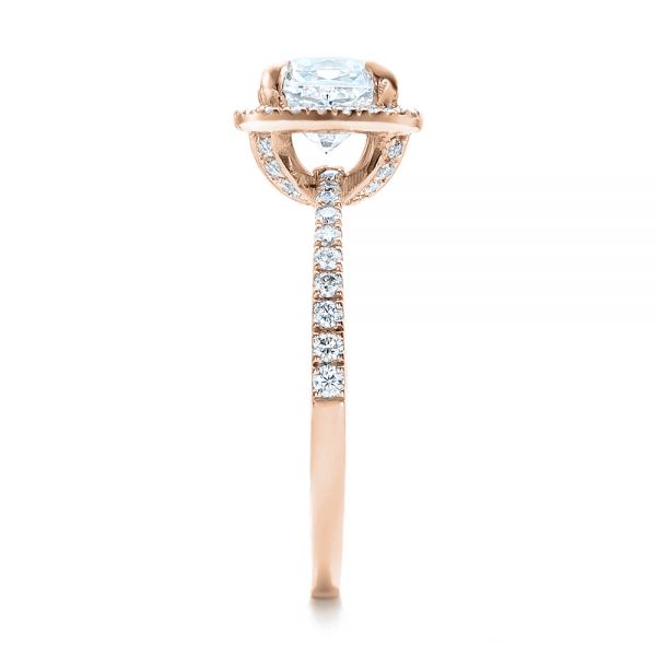 14k Rose Gold 14k Rose Gold Custom Diamond Halo Engagement Ring - Side View -  101224