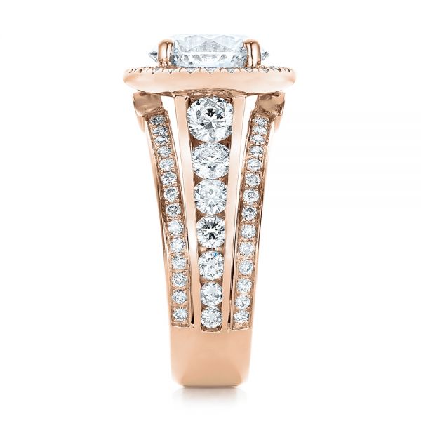 14k Rose Gold 14k Rose Gold Custom Diamond Halo Engagement Ring - Side View - 102158