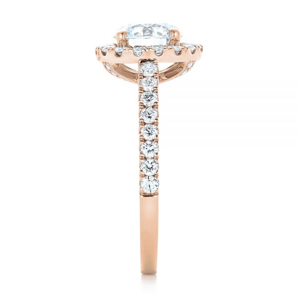 14k Rose Gold 14k Rose Gold Custom Diamond Halo Engagement Ring - Side View - 102260