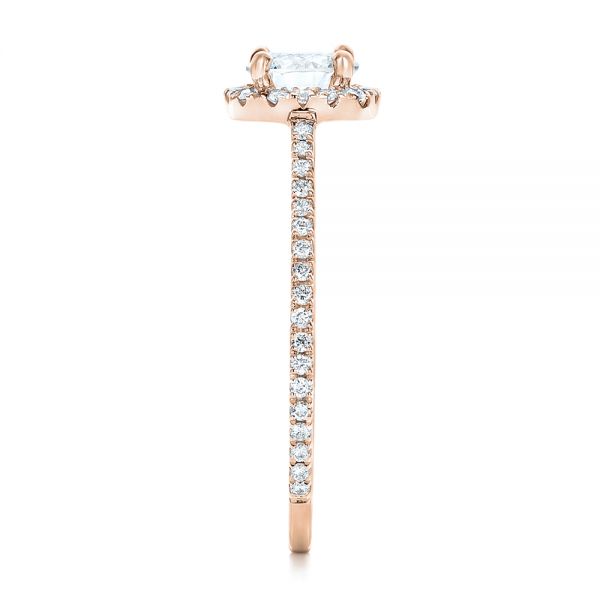 14k Rose Gold 14k Rose Gold Custom Diamond Halo Engagement Ring - Side View - 102317