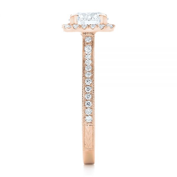 14k Rose Gold 14k Rose Gold Custom Diamond Halo Engagement Ring - Side View - 102422