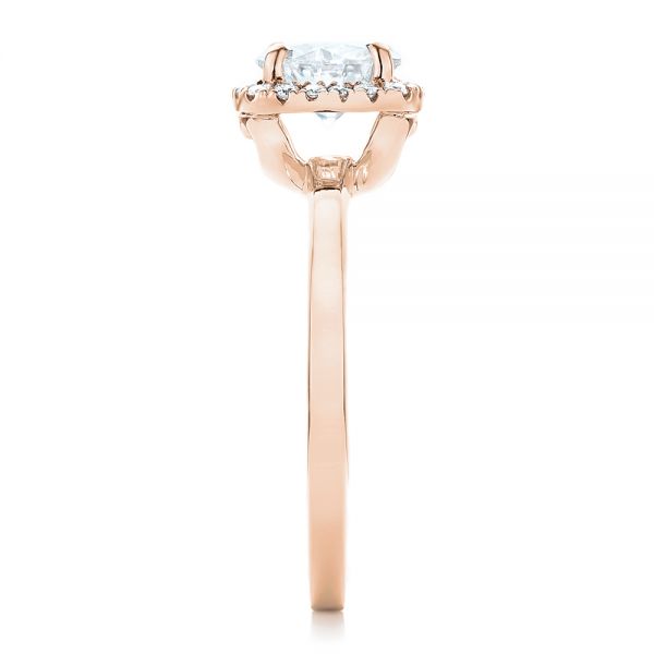 14k Rose Gold 14k Rose Gold Custom Diamond Halo Engagement Ring - Side View -  102460