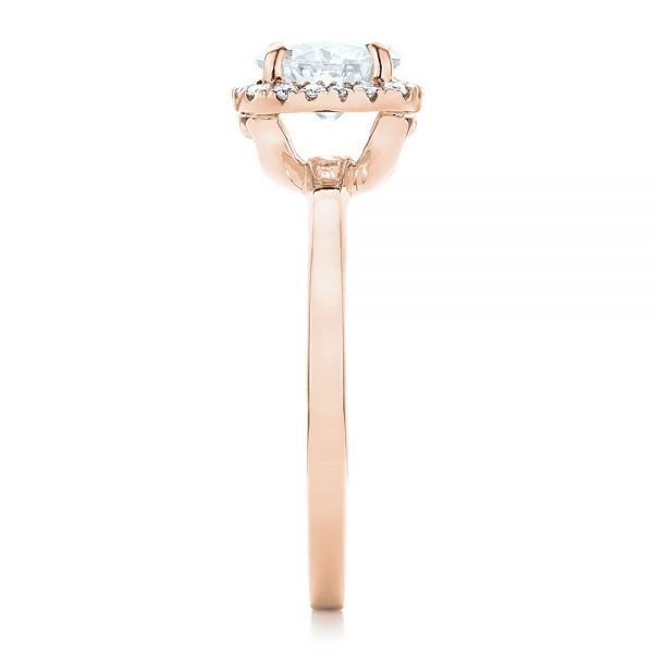 14k Rose Gold 14k Rose Gold Custom Diamond Halo Engagement Ring - Side View - 102460