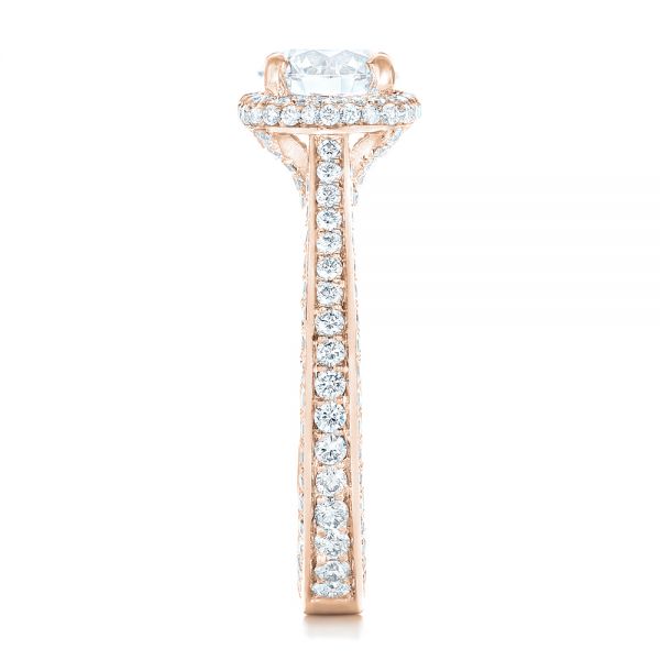 14k Rose Gold 14k Rose Gold Custom Diamond Halo Engagement Ring - Side View -  102468