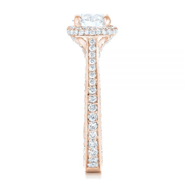 14k Rose Gold 14k Rose Gold Custom Diamond Halo Engagement Ring - Side View - 102468