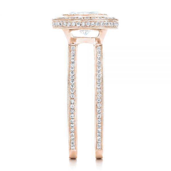 14k Rose Gold 14k Rose Gold Custom Diamond Halo Engagement Ring - Side View - 102542