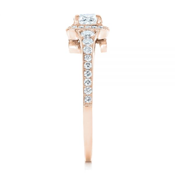14k Rose Gold 14k Rose Gold Custom Diamond Halo Engagement Ring - Side View - 102597
