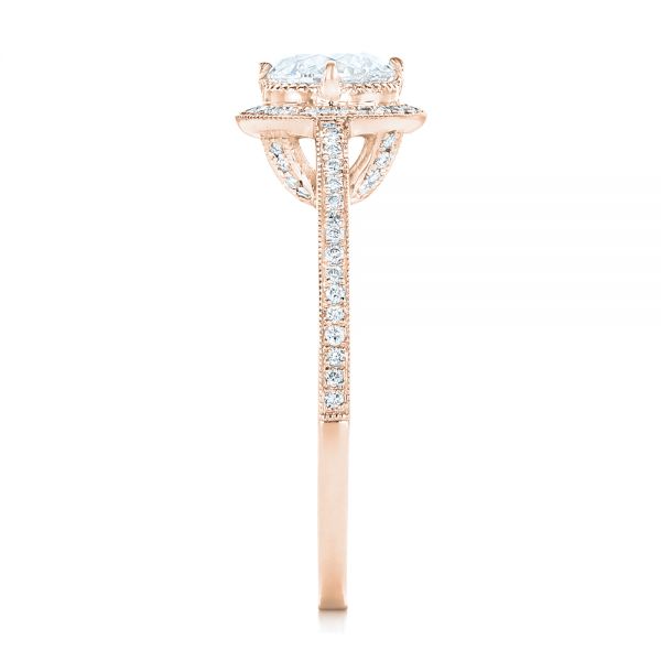 14k Rose Gold 14k Rose Gold Custom Diamond Halo Engagement Ring - Side View - 102692