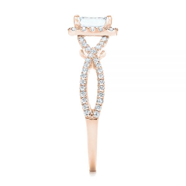 18k Rose Gold 18k Rose Gold Custom Diamond Halo Engagement Ring - Side View -  102751
