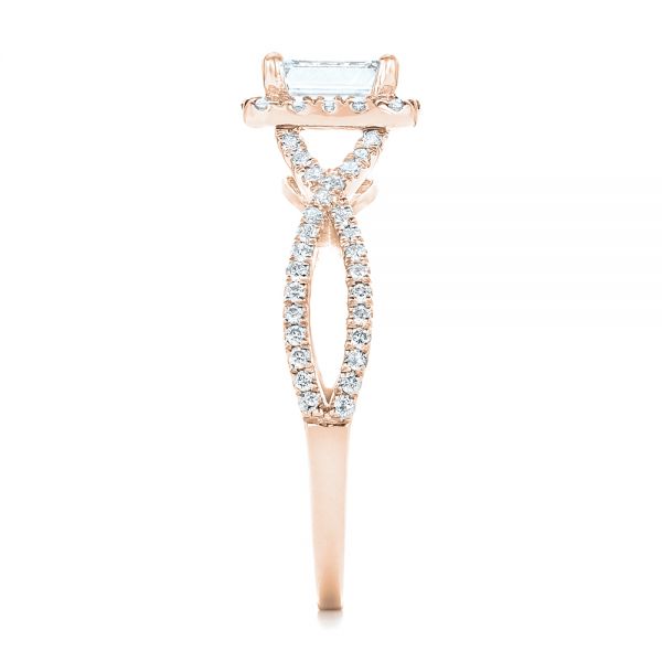 14k Rose Gold 14k Rose Gold Custom Diamond Halo Engagement Ring - Side View - 102751