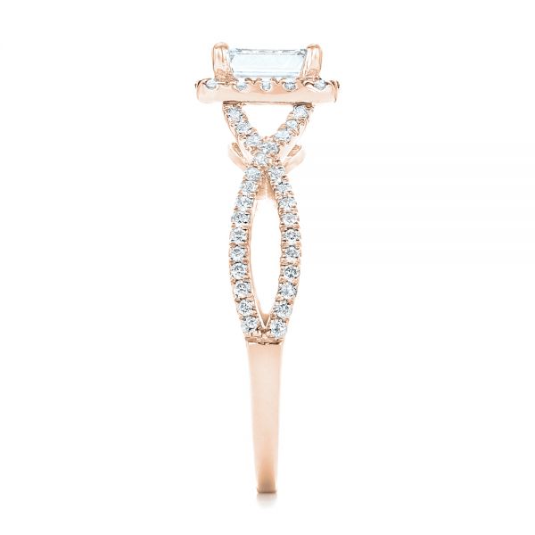 14k Rose Gold 14k Rose Gold Custom Diamond Halo Engagement Ring - Side View -  102751