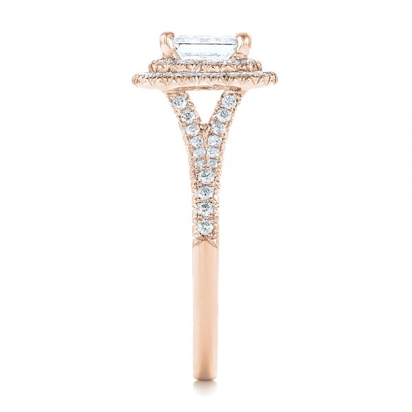 18k Rose Gold 18k Rose Gold Custom Diamond Halo Engagement Ring - Side View - 102771