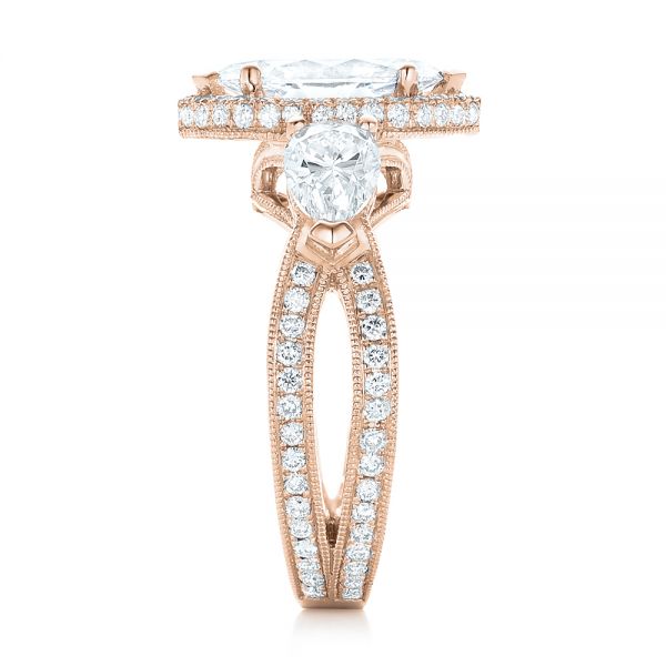 14k Rose Gold 14k Rose Gold Custom Diamond Halo Engagement Ring - Side View - 102873