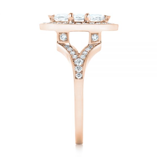 18k Rose Gold 18k Rose Gold Custom Diamond Halo Engagement Ring - Side View - 102910
