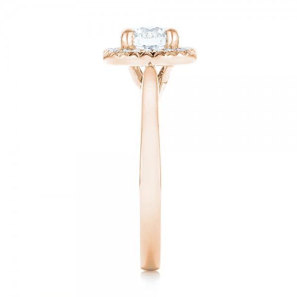 14k Rose Gold 14k Rose Gold Custom Diamond Halo Engagement Ring - Side View -  103002
