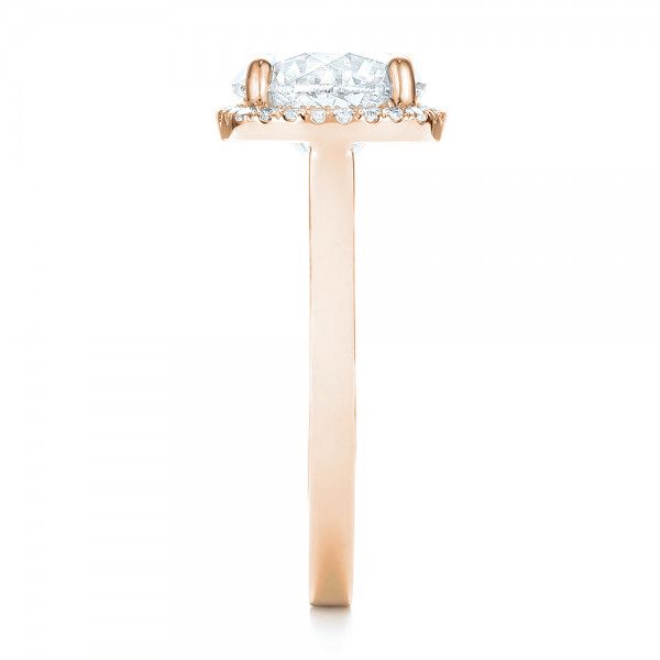14k Rose Gold 14k Rose Gold Custom Diamond Halo Engagement Ring - Side View - 103005