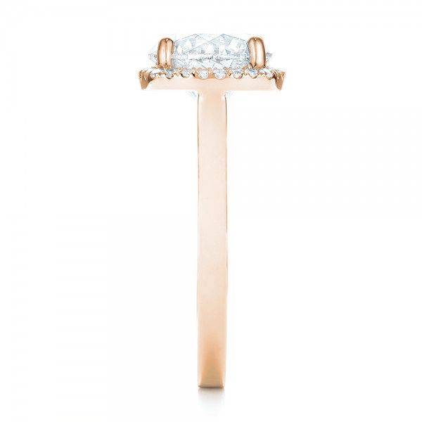 18k Rose Gold 18k Rose Gold Custom Diamond Halo Engagement Ring - Side View -  103005