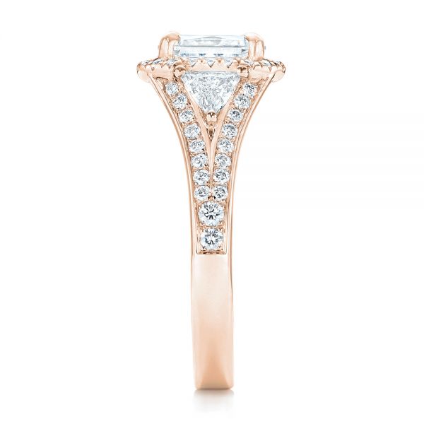 18k Rose Gold 18k Rose Gold Custom Diamond Halo Engagement Ring - Side View -  103157
