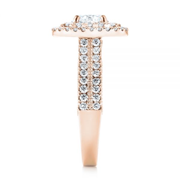 18k Rose Gold 18k Rose Gold Custom Diamond Halo Engagement Ring - Side View -  103223
