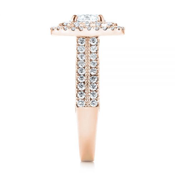 18k Rose Gold 18k Rose Gold Custom Diamond Halo Engagement Ring - Side View - 103223