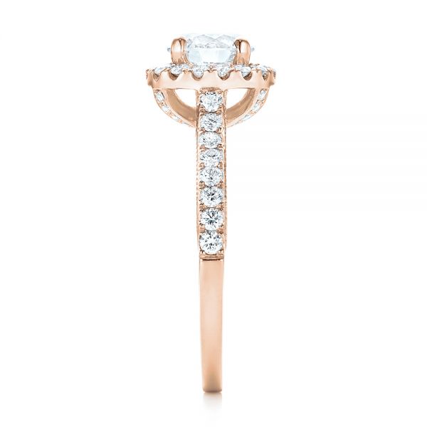 14k Rose Gold 14k Rose Gold Custom Diamond Halo Engagement Ring - Side View - 103268