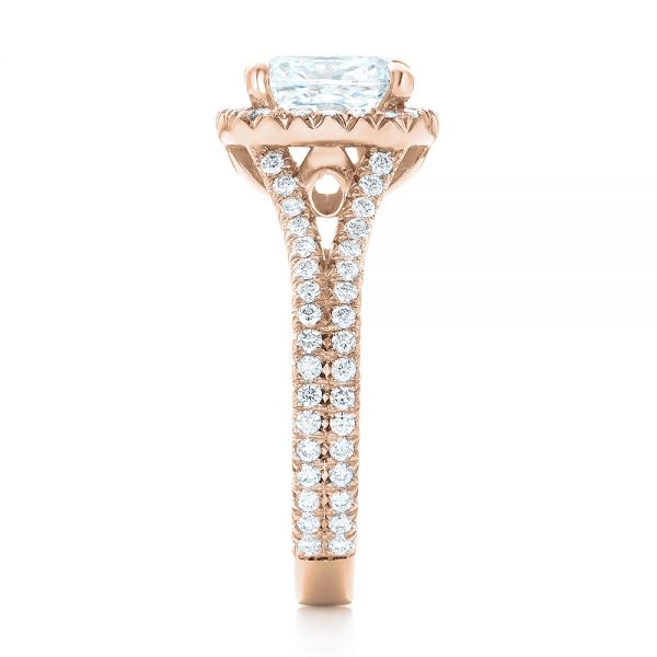 14k Rose Gold 14k Rose Gold Custom Diamond Halo Engagement Ring - Side View -  103353