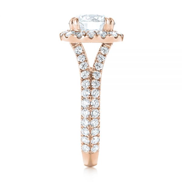 14k Rose Gold 14k Rose Gold Custom Diamond Halo Engagement Ring - Side View - 103357