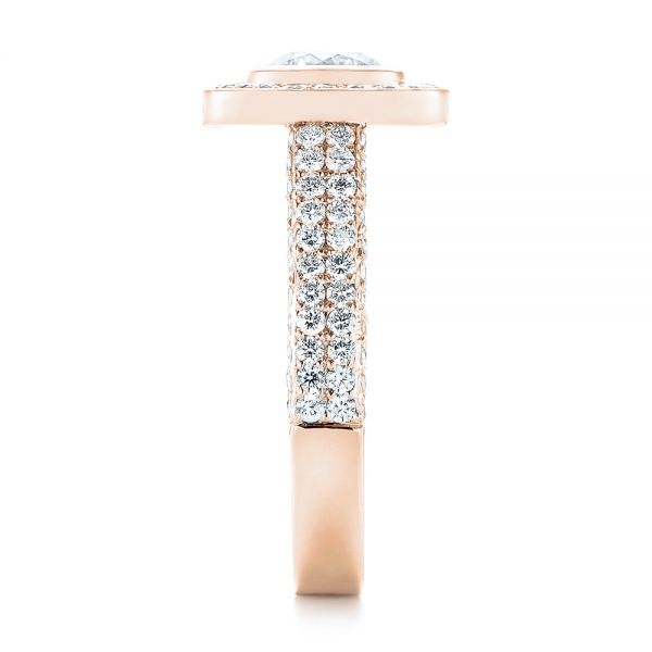 18k Rose Gold 18k Rose Gold Custom Diamond Halo Engagement Ring - Side View - 103394