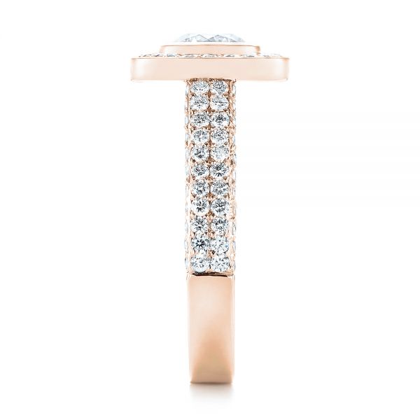 18k Rose Gold 18k Rose Gold Custom Diamond Halo Engagement Ring - Side View -  103394