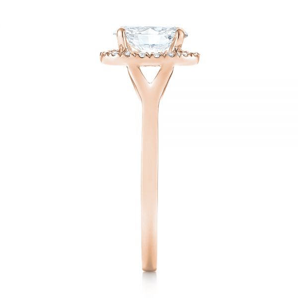 18k Rose Gold 18k Rose Gold Custom Diamond Halo Engagement Ring - Side View -  103413