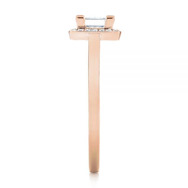 18k Rose Gold 18k Rose Gold Custom Diamond Halo Engagement Ring - Side View - 103515