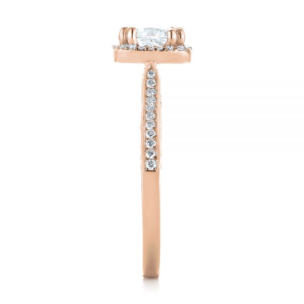 14k Rose Gold 14k Rose Gold Custom Diamond Halo Engagement Ring - Side View -  103535