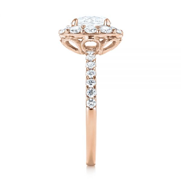 14k Rose Gold 14k Rose Gold Custom Diamond Halo Engagement Ring - Side View - 103588